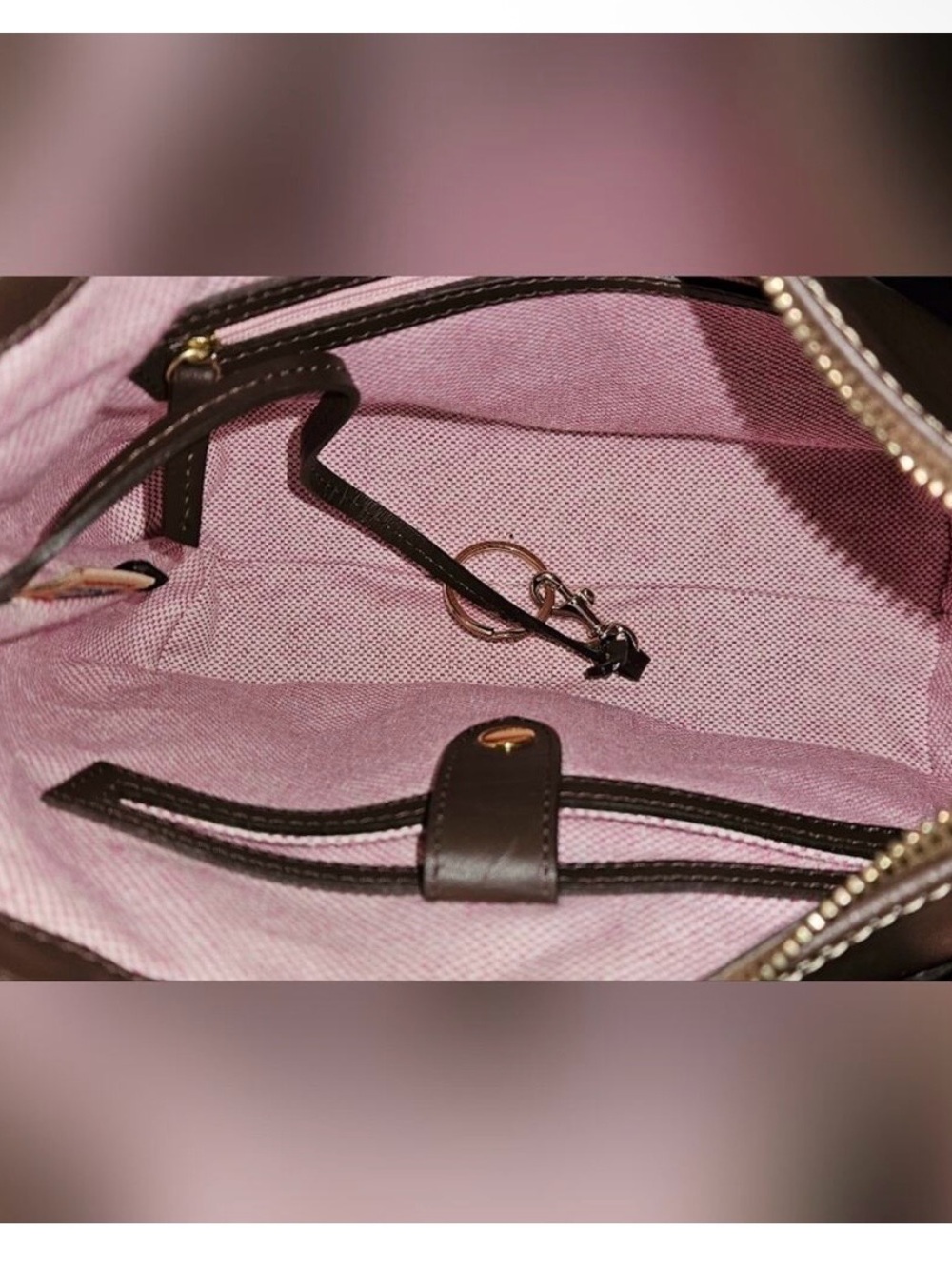 Classic Brown Leather Tote Handbag with Front Pockets - Picture 2 of 9